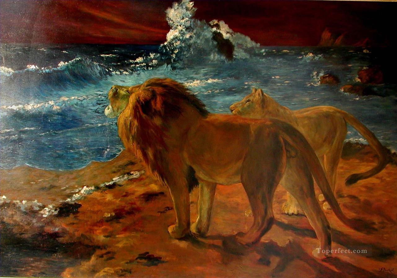 lions at seaside Oil Paintings